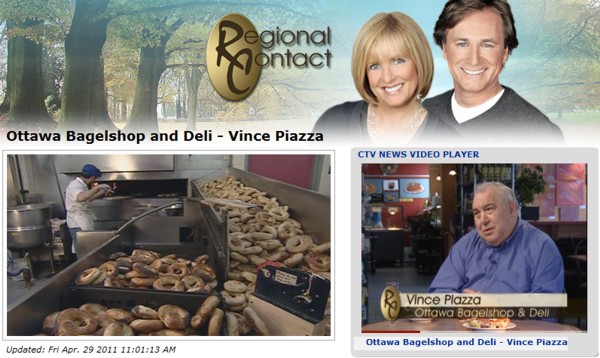 CTV Ottawa's Regional Contact recently profiled the Ottawa Bagelshop.